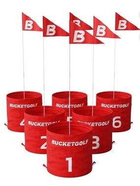 BucketGolf Game - All 6 Tees, Buckets, Flags & Carrying Bag - No Clubs or Balls